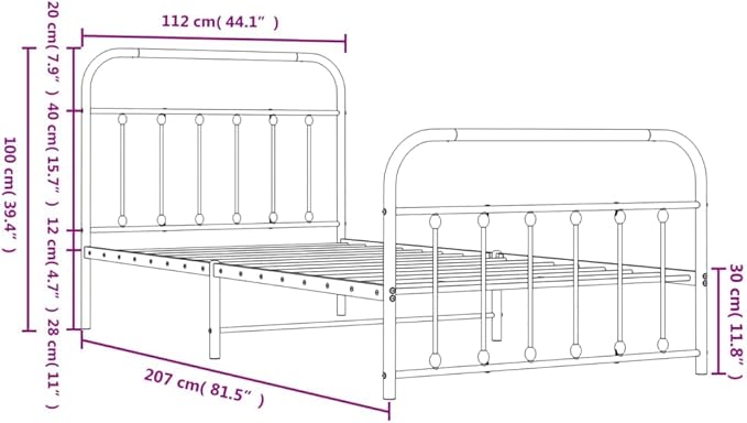 Bed Frame Black Powder-Coated Steel Twin Bed Frame Rectangular Bedroom Furniture headboard for Guest Room