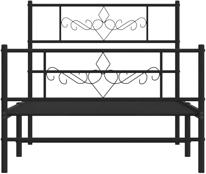 Modern Black Metal Bed Frame with Under-Bed Storage | Sturdy Steel Construction | Rectangular Design for Single Sleeper | Easy Assembly Minimal Tools
