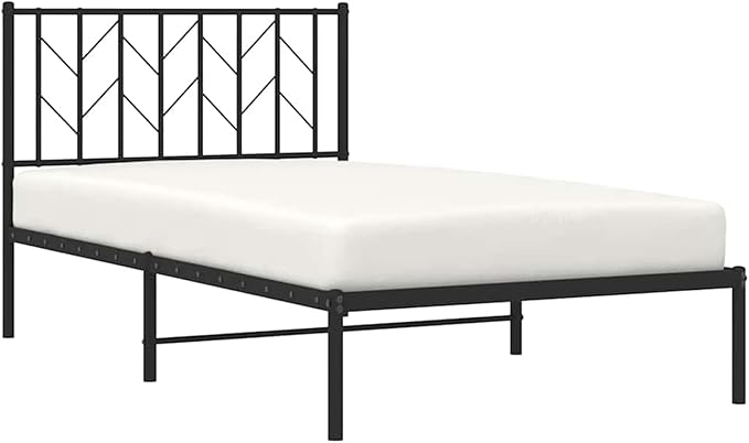 Gecheer Bed Frame Black Powder-Coated Steel Single Bed Frame, Bed Frame, Heavy Duty Strong Support Slats, Storage Space Under Base, Easy to Assemble, YHSZJ-374432US