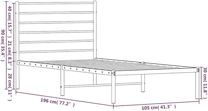 BOWERY HILL Powder-Coated Steel Bed Frame, Single Size, Durable Metal Construction, White Finish, Compact Design for Guest Bedroom or Small Spaces, Modern Style Indoor Sleeping Solution