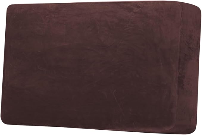 H.VERSAILTEX Velvet Stretch Individual Couch Cushion Cover Plush Slipcover for Loveseat Sofa Furniture Protector Seat Cover (1 Piece Loveseat Cushion Cover, Brown)