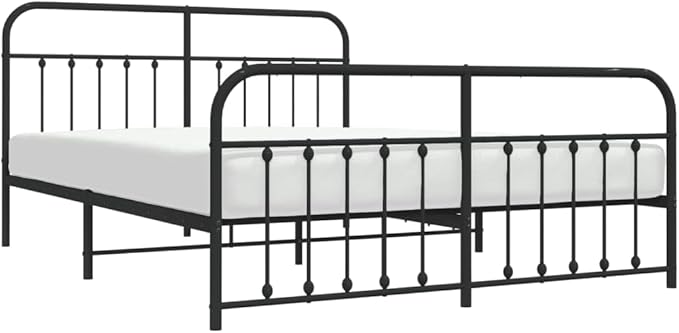 Bed Frame Black Steel Super King Metal Bed Frame Rectangular Bedroom Furniture headboard for Guest Room