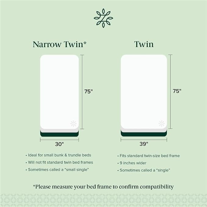 Zinus Narrow Twin Mattress (30” Wide x 75” Long), 6 Inch Foam & Spring Hybrid Mattress for Bunk Beds, Trundles, RVs & Compact Spaces, Medium Firm Feel, CertiPUR-US Certified
