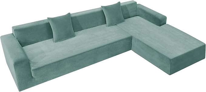 ZNSAYOTX 2026 Soft Velvet Sectional Couch Covers, Luxury Plush Slipcovers with Elastic Bottom for L Shape Sectional Sofa, 2 Pcs Pet Friendly Protector (3 Seat Couch + 3 Seat Chaise, Pea Green)