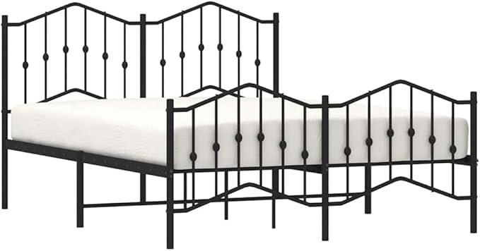 Traditional King Size Metal Bed Frame with Classic Black Powder-Coated Finish, Durable Steel Construction for Stable Support, Fits Standard King Mattress 59.1 x 78.7 Inches,