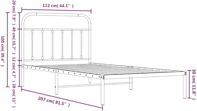 Bed Frame White Steel Twin Bed Frame Rectangular Industrial headboard Bedroom Furniture for Guest Room