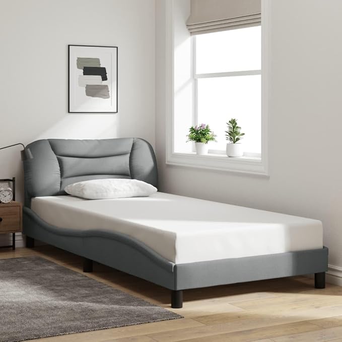 Bed Frame Light Grey Bed Frame Queen Size Double Bed for Hotel Apartment