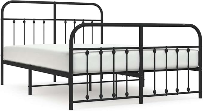 Bed Frame Black Powder-Coated Steel King Size Double Bed Bedroom Furniture for Bedroom