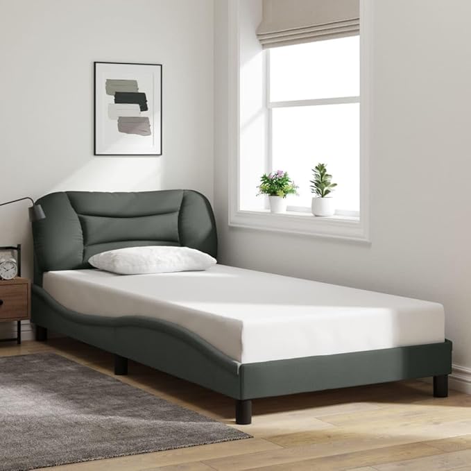 Bed Frame Dark Grey Single Bed Frame for Apartment Hotel