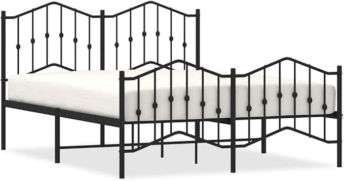 Traditional King Size Metal Bed Frame with Classic Black Powder Coated Finish, Durable Steel Construction for Stable Support, Fits Standard King Mattress 59.1 x 78.7 Inches,