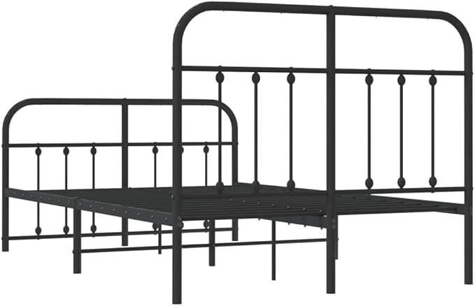 Bed Frame Black Powder-Coated Steel Double Bed Frame headboard Bedroom Furniture for Guest Room