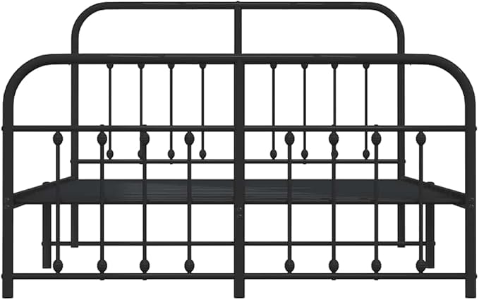 Bed Frame Black Powder-Coated Steel King Size Double Bed Bedroom Furniture for Bedroom