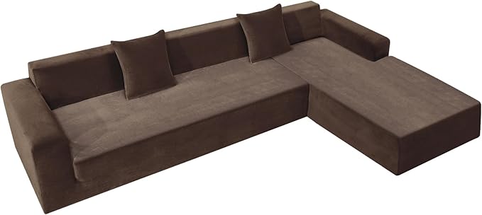 ZNSAYOTX 2026 Soft Velvet Sectional Couch Covers, Luxury Plush Slipcovers with Elastic Bottom for L Shape Sectional Sofa, 2 Pcs Pet Friendly Protector (3 Seat Couch + 3 Seat Chaise, Dark Coffee)