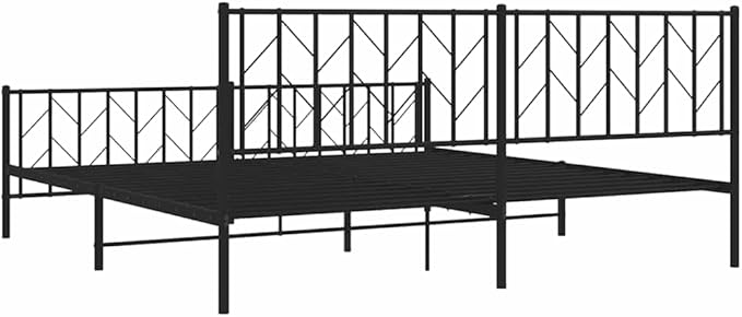 Bed Frame Black Powder-Coated Steel Double Bed Frame Classic for Bedroom