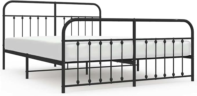 Bed Frame Black Powder-Coated Steel headboard Bed Frame Queen for Bedroom 72 x 83.9 in