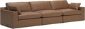 Signature Design by Ashley Emilia Modern Leather Match 3-Piece Sectional Sofa with Loose Back Cushions and 2 Bolster Pillows, Light Brown