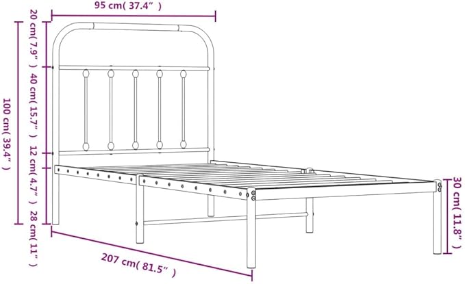 Bed Frame Black Powder-Coated Steel Twin Industrial Bed Frame headboard Bedroom Furniture for Guest Room