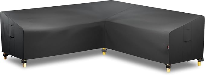iBirdie Outdoor Sectional Cover fit 100 x 100 inch, 98 x 98, 96 x 96 L-Shaped Patio Sofa Waterproof Weatherproof 600D Heavy Duty Garden Furniture Cover for Outside L Shape Couch