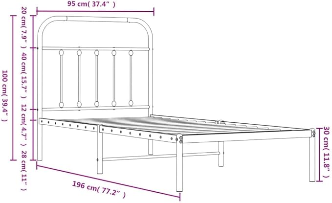 Bed Frame White Powder-Coated Steel Twin Durable Bed Frame headboard Bedroom Furniture for Bedroom
