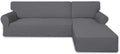 PureFit Super Stretch Sectional Couch Covers - 2 pcs Spandex Non Slip Sofa Covers with Elastic Bottom for L Shape Sectional Sofa Couch, Great for Kids & Pets (3 Seat Sofa + 3 Seat Chaise, Gray)