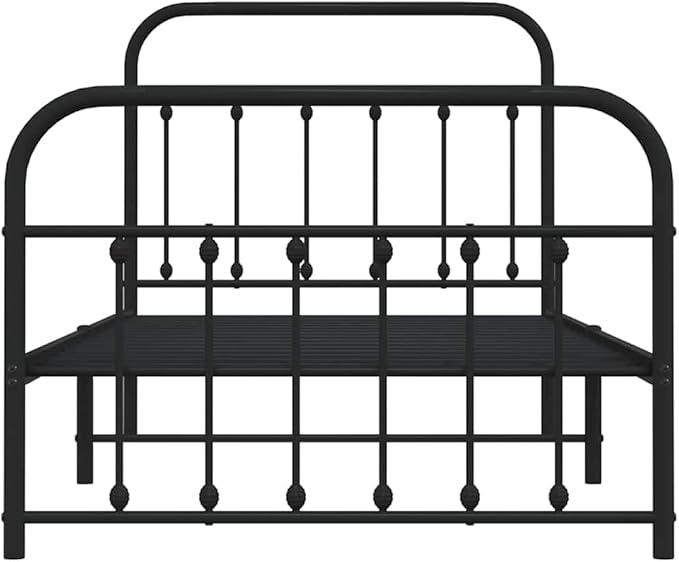 Bed Frame Black Powder-Coated Steel Twin Bed Frame Rectangular Bedroom Furniture headboard for Bedroom