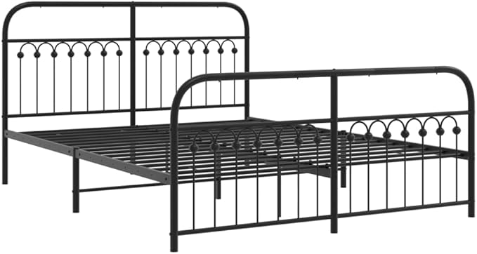 King Size Bed Frame with Headboard and Footboard, Heavy Duty Steel Construction, Black Powder Coated Finish, Supports Up to 661 lbs, Easy Assembly, Classic