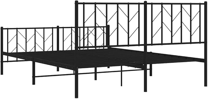 Bed Frame Black Powder-Coated Steel King Size Bed Frame Classic for Bedroom