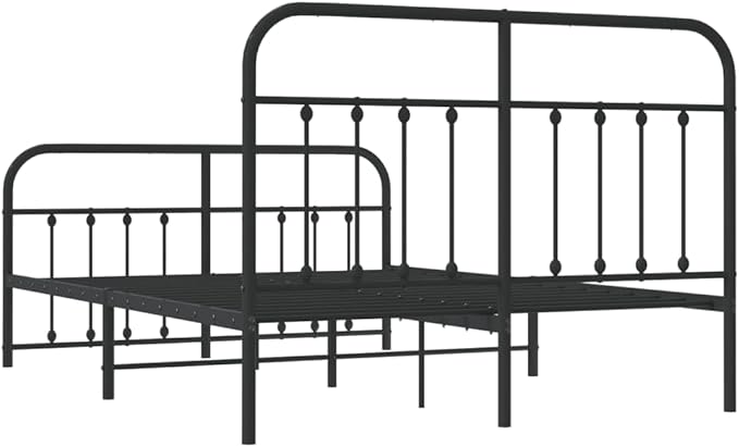 Bed Frame Black Powder-Coated Steel Double Bed Bed Frame headboard Bedroom Furniture for Living Room