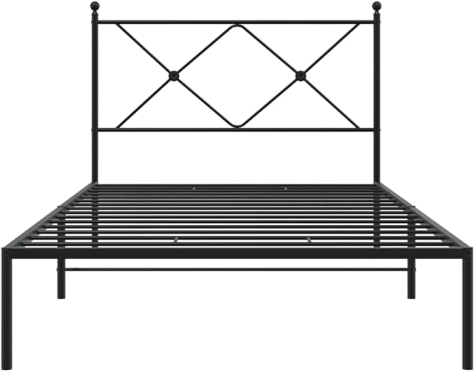 Modern Black Metal Bed Frame with Underbed Storage, Sturdy Powder-Coated Steel Construction for Single Adults, Minimalist Design for Bedroom or Guest Room