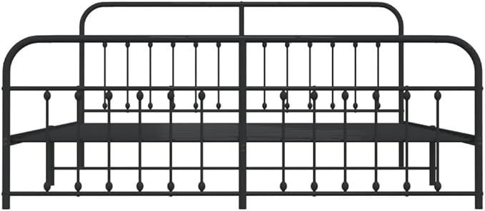 Bed Frame Black Powder-Coated Steel Full Bed Frame Rectangular headboard Bedroom Furniture for Guest Room