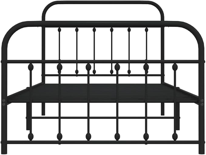 Bed Frame Black Powder-Coated Steel Twin Bed Frame Rectangular Bedroom Furniture headboard for Guest Room