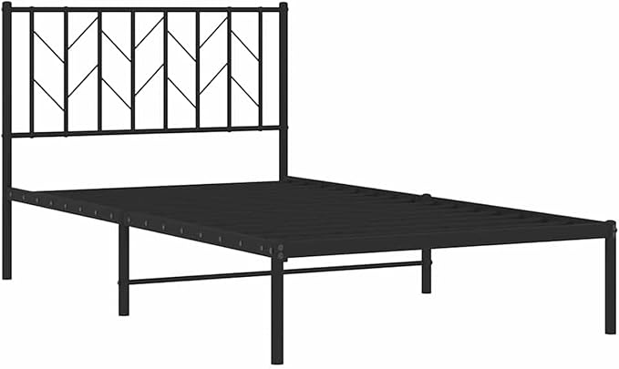 Gecheer Bed Frame Black Powder-Coated Steel Single Bed Frame, Bed Frame, Heavy Duty Strong Support Slats, Storage Space Under Base, Easy to Assemble, YHSZJ-374432US
