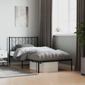 Gecheer Single Bed Frame, Minimalist Black Powder-Coated Steel Bed Frame 41.3 x 81.5 Inches with Low Profile Headboard for Small Bedrooms Studio Apartments and Guest Rooms