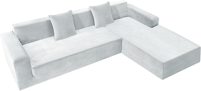 ZNSAYOTX 2026 Soft Velvet Sectional Couch Covers, Luxury Plush Slipcovers with Elastic Bottom for L Shape Sectional Sofa, 2 Pcs Pet Friendly Protector (3 Seat Couch + 2 Seat Chaise, Silver Grey)