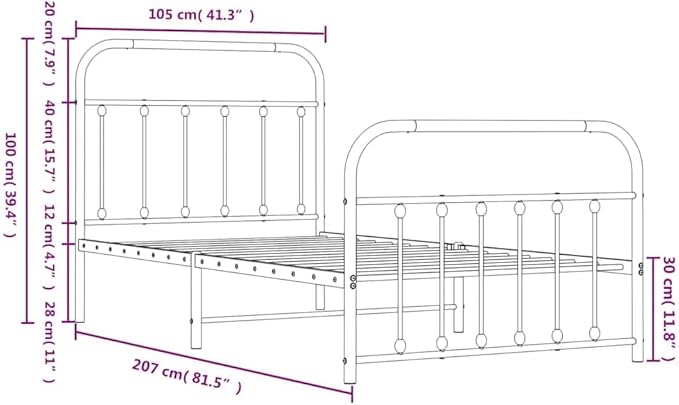 Bed Frame White Powder-Coated Steel Single Bed Frame Bedroom Furniture headboard for Living Room