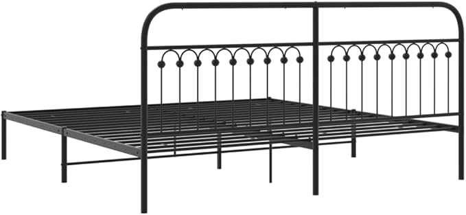 Classic Black Steel Double Bed Frame with Underbed Storage, Elegant Traditional Design for Bedroom or Guest Room, Durable and Stable Support for Mattress
