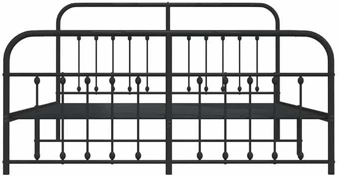 Bed Frame Black Powder-Coated Steel headboard Bed Frame Queen for Bedroom 72 x 83.9 in