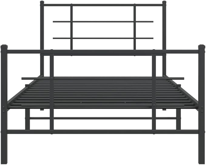 Black Metal Bed Frame with Powder-Coated Steel, Sturdy and Durable for Modern and Traditional Bedrooms, Compact Single Size 39.4 x 78.7 Inches, Easy Assembly