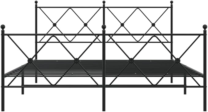 King Size Metal Bed Frame with Headboard and Footboard, Sturdy Steel Construction, Timeless Black Powder Coating for Classic and Modern Bedrooms, Under Bed Storage Space,