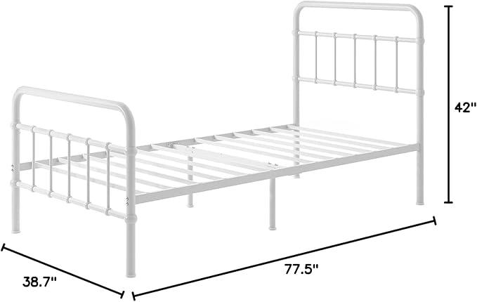 Zinus Florence Metal Platform Bed Frame, Mattress Foundation, No Box Spring Needed, Easy Assembly, White, Twin