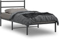 Modern Black Powder-Coated Bed Frame with Headboard, Sturdy Steel Platform Bed with Ample Storage Space, Durable Mattress Support for Single Sleeper, Easy Assembly for Guest