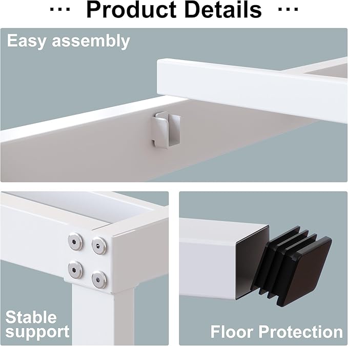 DiaOutro 18 Inch Twin XL Bed Frame Heavy Duty No Box Spring Needed Metal Platform with Maximum Storage, Easy to Assembly, Noise Free, White