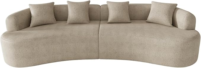 131" Curved Modular Sectional Sofa for Living Room, Modern Chenille Oversized Cloud Couch Sofa, Luxury Plush Extra Deep 4-Seater Boucle Couch for Apartment‌‌, No Assembly Required, Light Brown