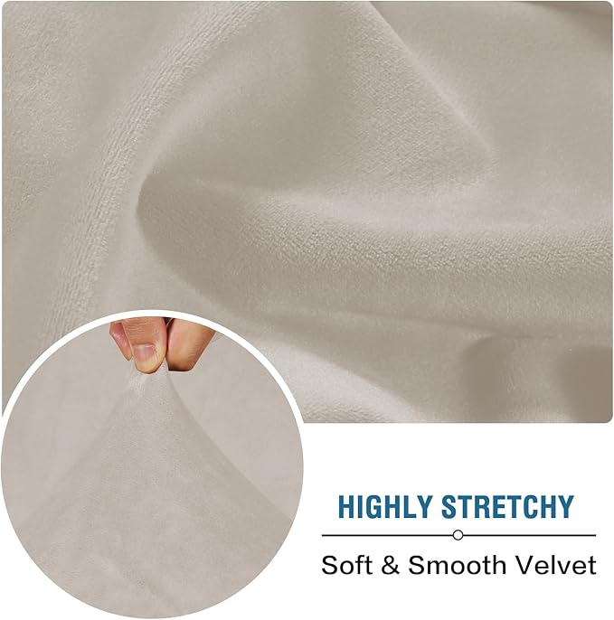 H.VERSAILTEX Velvet Stretch Individual Couch Cushion Cover Plush Cushion Slipcover for Loveseat Sofa Cushion Furniture Protector Seat Cushion Sofa Cover (1 Piece Sofa Cushion Cover, Oatmeal)