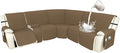 Arfntevss Recliner Sectional Couch Covers 1OO% Waterproof L Shape Sofa Cover for Reclining L Shaped Sectional Slipcover Dog Washable Corner Non Slip Protector (5 Seater with 1 Console, Tan)