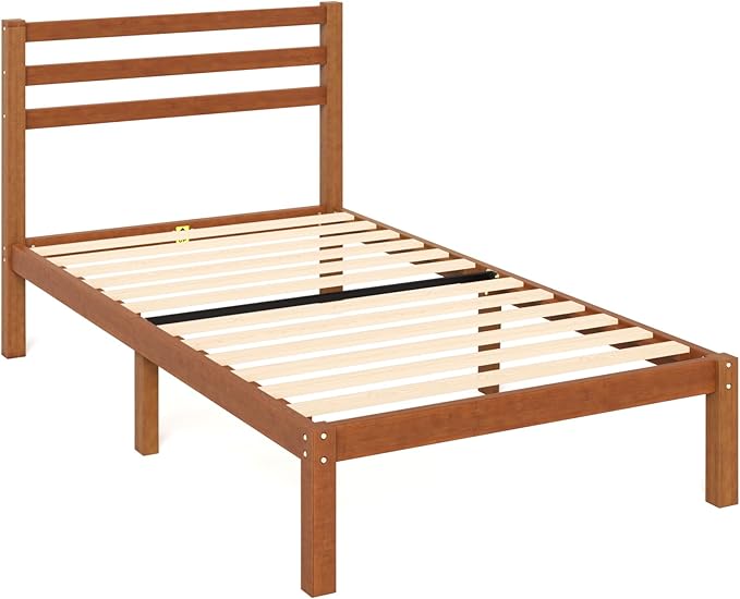 Zinus Leah Bamboo Platform Bed Frame with Headboard, No Box Spring Needed, Wood Slat Support, Easy Assembly, Twin