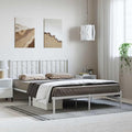 Bed Frame White Steel King Size Easy Assembly for Bedroom 59 x 79 in