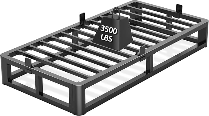 Firpeesy Upgrade Anti Bending and Round Corner Legs 10 inch Metal Twin Bed Frame 3500 LBS Heavy Steel Slats Support Platform Bed Frames No Box Spring Needed Platform Noise Free Easy Assembly