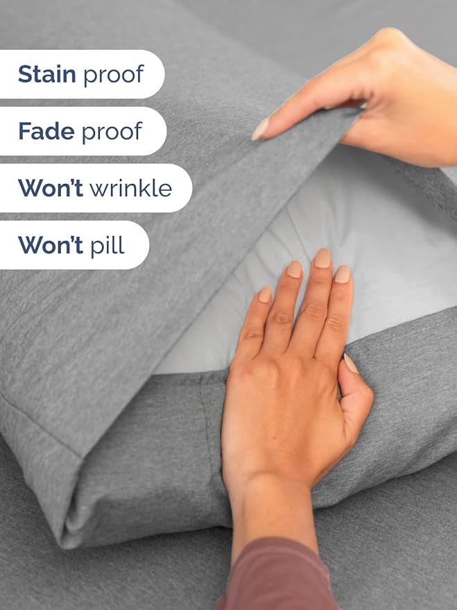 Extra Deep Cal King Sheet Set - 6 Piece Breathable and Cooling Sheets - Hotel Luxury Bedding for Women, Men, Kids & Teens - Easy Secure Fit - Soft & Wrinkle Free - Extra Deep Pockets - Heathered Grey