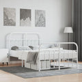Bed Frame White Powder-Coated Steel Double Bed Frame headboard Bedroom Furniture for Bedroom